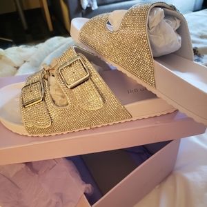 Madden Girl rhinestone slide on sandals